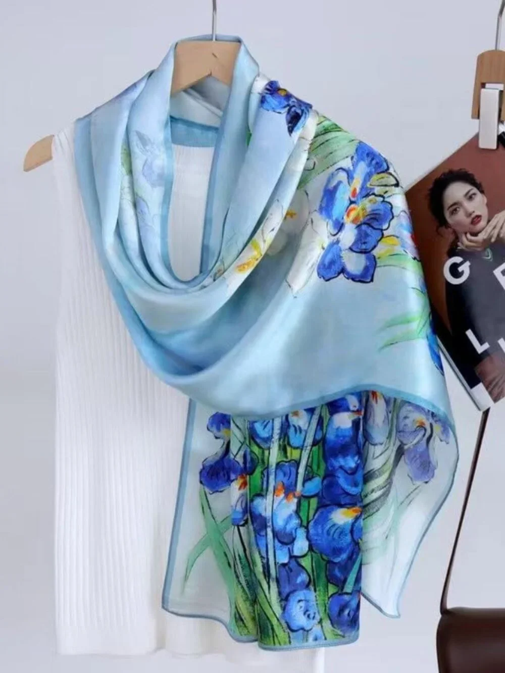 100% Silk Long Scarf - Large Oblong Shawl with Gift Packed